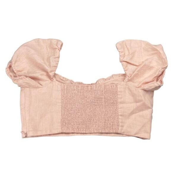 WILFRED Aritzia Wander 100% Linen Puff Sleeve Blouse Sz Large - Picture 6 of 7